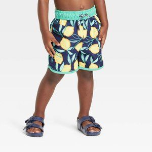 Toddler Boys' Lemon Swim Shorts Cat & Jack Blue 3T